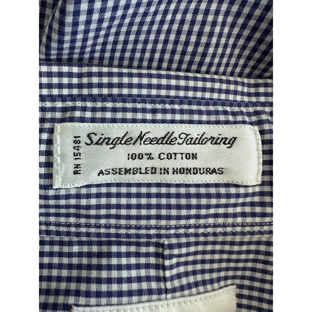 Walt Disney World Button Shirt Mickey Long Sleeve Gingham Blue Check Men's XXL - Picture 5 of 9